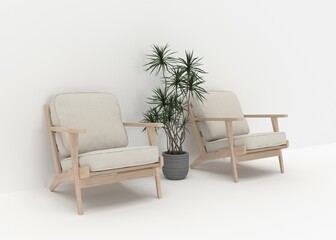 Fototapeta na wymiar Modern Sofa Chair with white Background 3D Render