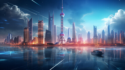 AI : futuristic cityscapes