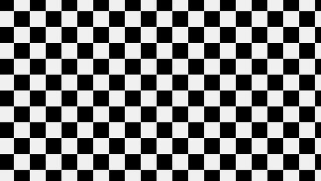 Animated Black and White Checker Animation. Geometric Motion Background in 4K. Seamless Loop.