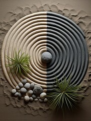 Naklejka premium Tranquil Stones: Zen Gardens Wall Prints for Serene D�cor