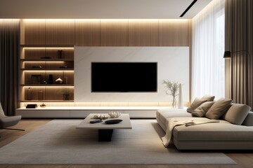 Minimalist style interior design of modern living room with tv