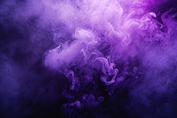 Mystic Emanation: Professional Color Graded Dark Purple Smoke Cloud, Soft Shadows Contribute to a Soothing Aesthetic - obrazy, fototapety, plakaty