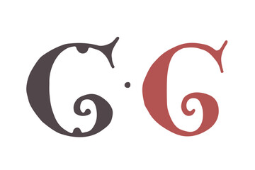 Letter G Carolingian Majuscule. Old Romanesque font from 13th century.  Square Capitals from medieval manuscript. Upper-case lettering, the base for Lombardic capitals. Elegant classic serif font.