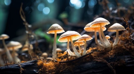 Fototapeta premium Luminescent mushrooms carpeting the jungle floor, casting an otherworldly glow