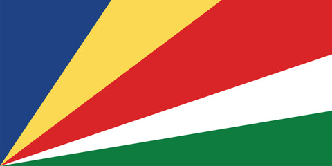 National flag of Seychelles original size and colors vector illustration, made with Seychelles Peoples United Party and Seychelles Democratic Party, Republic of Seychelles flag