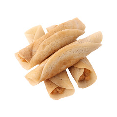 Bengali sweet Patishapta pitha isolated on transparent background