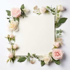 Obraz na płótnie Canvas rose flower picture frame with copy space background for valentine day or wedding day