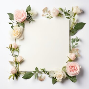 rose flower picture frame with copy space background for valentine day or wedding day