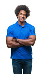 Afro american man over isolated background happy face smiling with crossed arms looking at the...