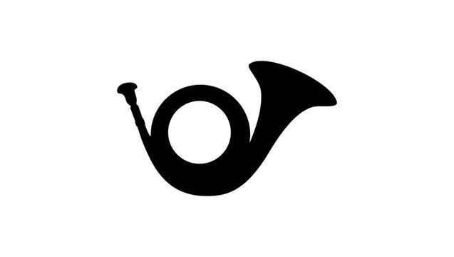 Postal round horn, black isolates silhouette