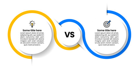 Infographic template. Versus concept with 2 steps and icons