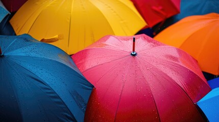 Umbrellas with Rain Drops
