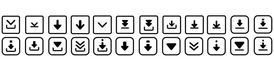 Download icon vector set. Upload button illustration collection. Load symbol or logo.