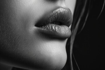 Woman's Lips in Black and White