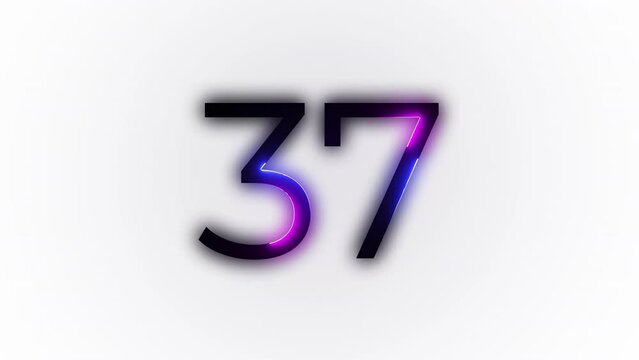 Neon number 37 with alpha channel, neon number thirty seven
