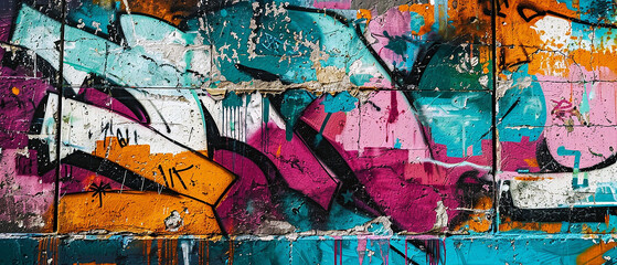 Artistic graffiti wall abstract background created with Generative AI.
