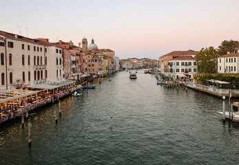 Fototapeta na wymiar Grand Canal in the Ponte degli Scalzi area in Venice, Italy
