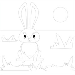 Vector image of a hare. Coloring book for children's creativity and motor skills development.