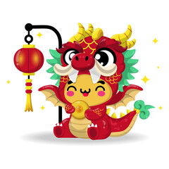 Cute Dragon Vector Illustration Special Chinese New Year