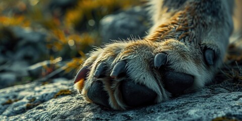Dog's Paw on Rock Close-Up