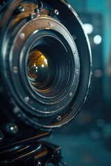 A close-up shot of a camera lens with a blurry background. This image can be used to depict photography, technology, or creativity