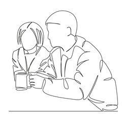man and woman drink coffee