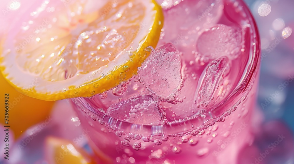 Poster close up of a glass of water with a slice of lemon. perfect for refreshing and healthy lifestyle con