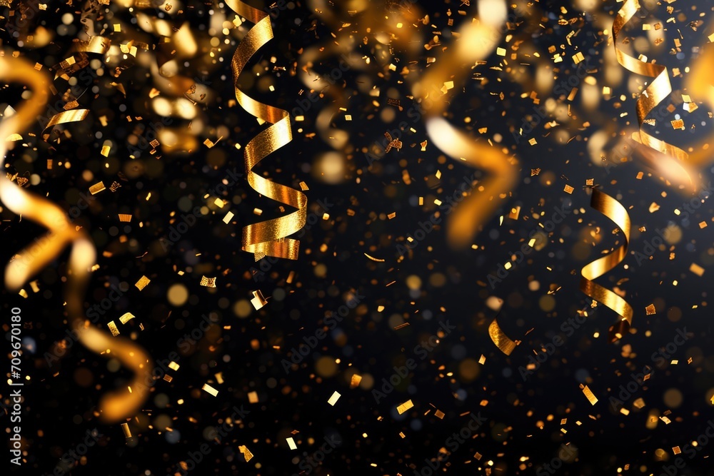 Fototapete a stunning image capturing a cascade of golden confetti falling from the sky. perfect for adding a t