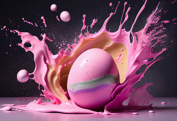 Pink cho easter egg splash, tasty easter egg background.