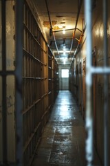 A long hallway filled with shelves of books. Perfect for educational or library-related projects