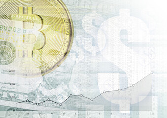 Image Background Design Symbolic of Crypto Currency BITCOIN, Digital Currency Concept.