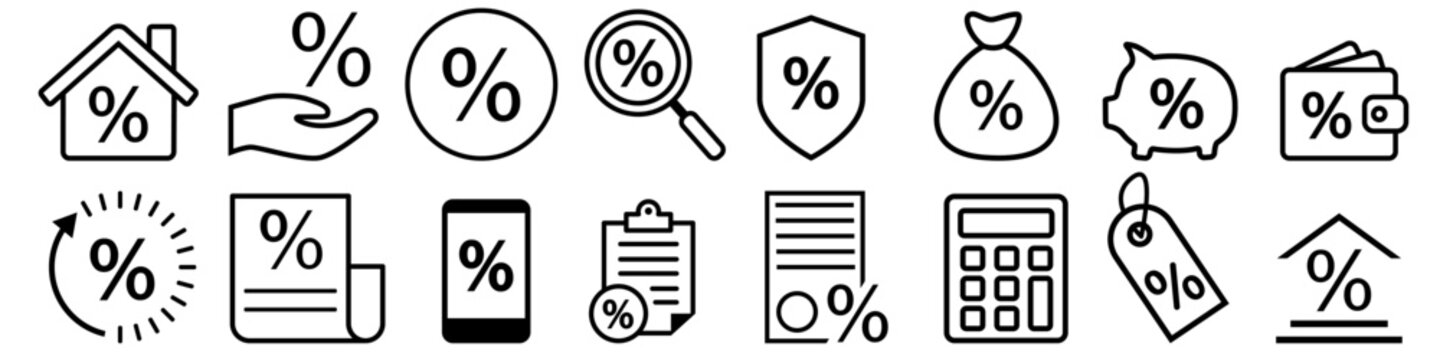Interest icon vector set. percent illustration sign collection. Credit symbol or logo.