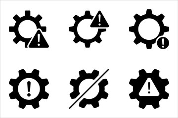 thin line failure icon set with broken operational process. concept of repair or maintenance symbol. vector illustration on white background - obrazy, fototapety, plakaty