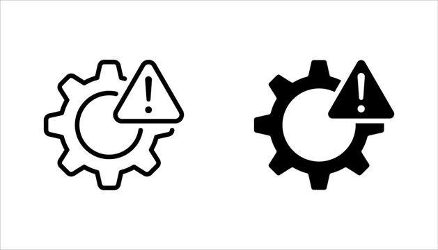 thin line failure icon set with broken operational process. concept of repair or maintenance symbol. vector illustration on white background