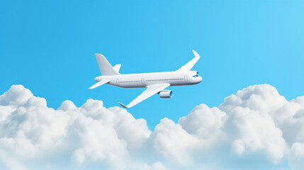 A serene view from an airplane window showing a white aircraft wing flying above fluffy clouds during sunrise or sunset.