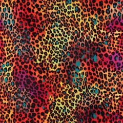 Colorful Leopard spot seamless pattern background. Wild animal vibrant multicolored cheetah skin, leo texture for fashion print design, textile, wallpaper, background, wrapping, fabric.