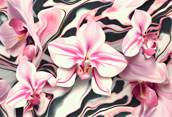 Pink orchid marbling pattern design.