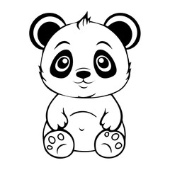 Coloring book for kids, baby panda bear isolated on white background, Pretty face, cartoon style. Black and white outline vector illustration. © Ольга Мамедова