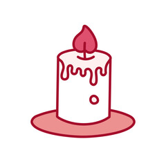 Pink Candle Icon. Candle is Melting. Candle Aroma. Design element for holidays, birthday, valentine's day, spa salons. Flat design Vector illustration
