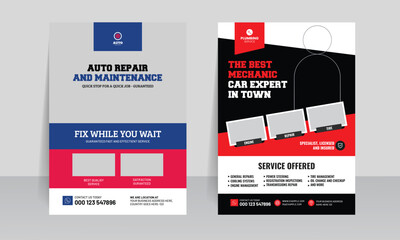 car mechanic service flyer design template 