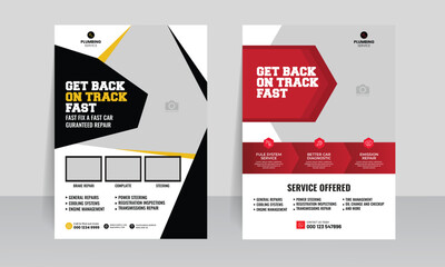 car mechanic service flyer design template 