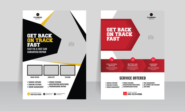 car mechanic service flyer design template 
