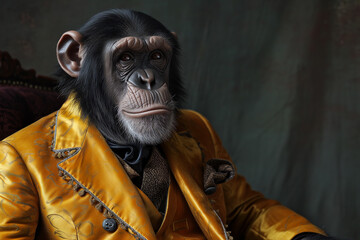 Fashionable cute monkey in clothes. Business Vision. This image can be used to represent a clever and stylish character or to add a touch of sophistication to any project.