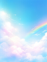 Fototapeta na wymiar 空にかかる虹と雲の背景　Generative AI 