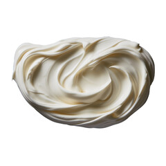 Top view mayonnaise sauce or whipped cream Isolated transparent, Generative AI