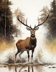 Illustration featuring a cute deer in front view featuring wildlife and wild nature 