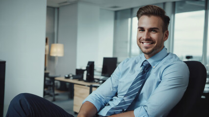 Fototapeta premium portrait of a businessman , smiling and sitting on a office