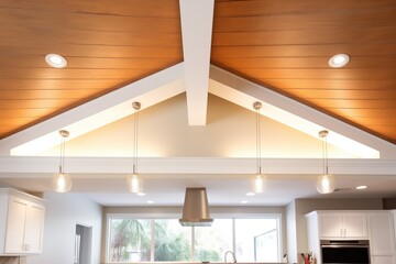 ceiling with multiple beams and spotlights installation - Powered by Adobe