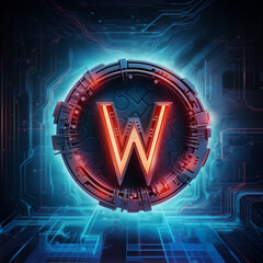 letter W on a cybernetic abstract background