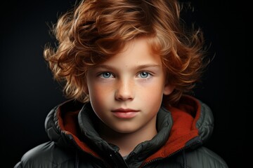 A young boy with vibrant red hair and captivating blue eyes. This image can be used to portray innocence, curiosity, or the unique beauty of red-haired individuals. Boy (8-10 years) 